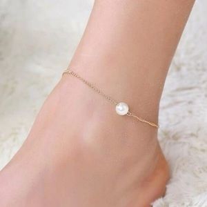 Golden Anklet Faux Pearl